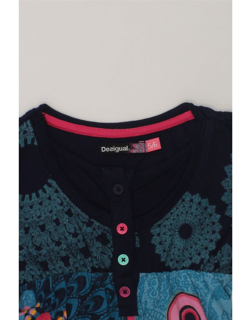 DESIGUAL Girls Long Sleeve Bubble Dress 5-6 Years Navy Blue Patchwork | Vintage Desigual | Thrift | Second-Hand Desigual | Used Clothing | Messina Hembry 