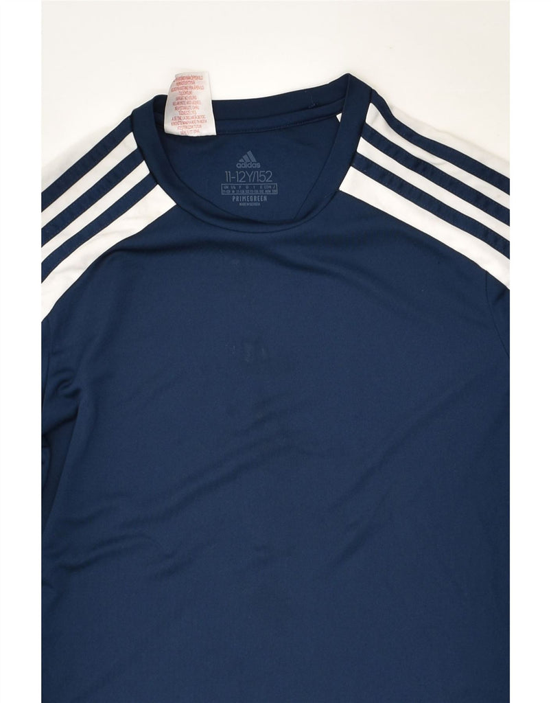 ADIDAS Boys T-Shirt Top 11-12 Years Navy Blue Polyester | Vintage Adidas | Thrift | Second-Hand Adidas | Used Clothing | Messina Hembry 