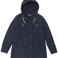 Marks & Spencer Womens Hooded Utility Jacket UK 12 Medium Navy Blue Cotton