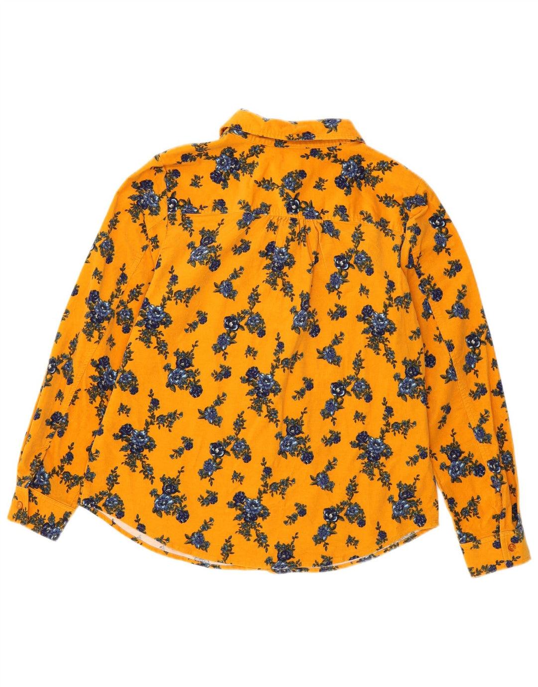 Denim & Co Womens Corduroy Shirt UK 16 Large Yellow Floral Cotton