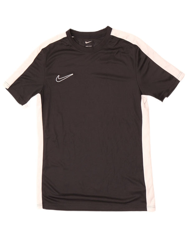 Nike Womens Dri Fit Slim T-Shirt Top UK 12 Medium Black Colourblock