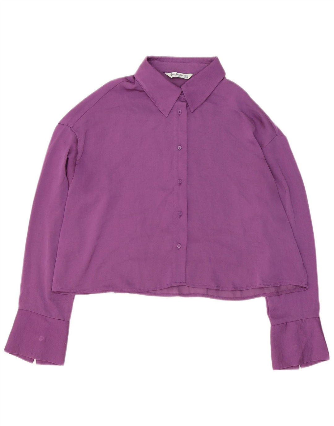 Stradivarius Womens Crop Oversized Shirt Blouse UK 14 Medium Purple