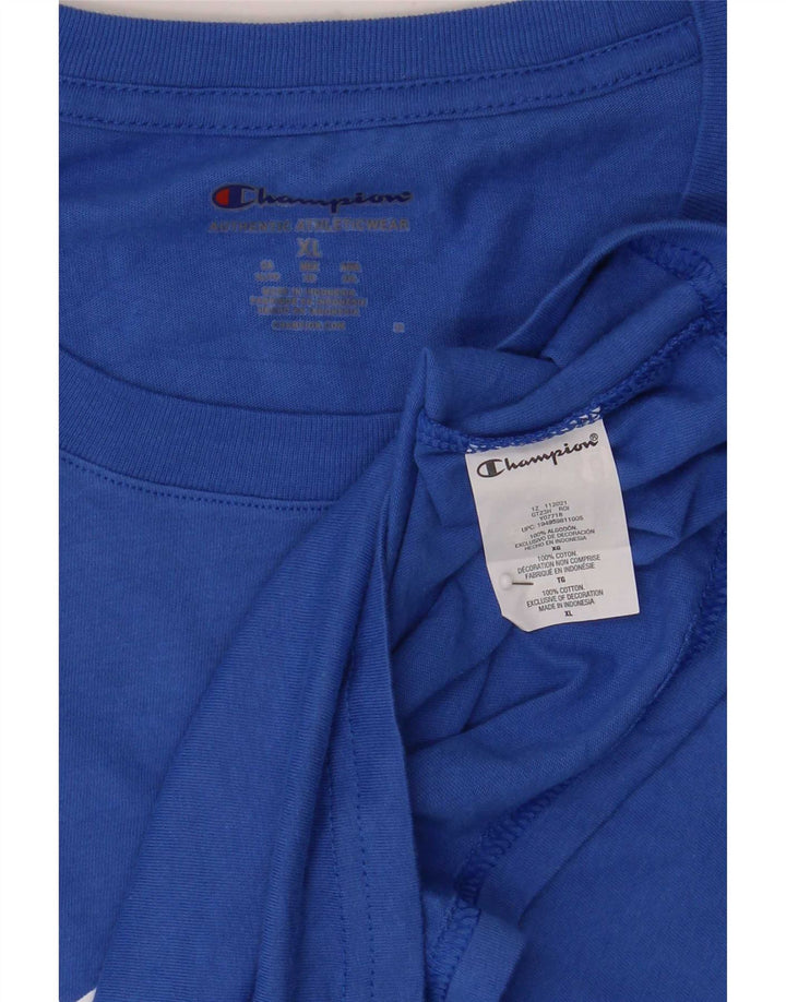 Champion Mens Graphic T-Shirt Top XL Blue Cotton