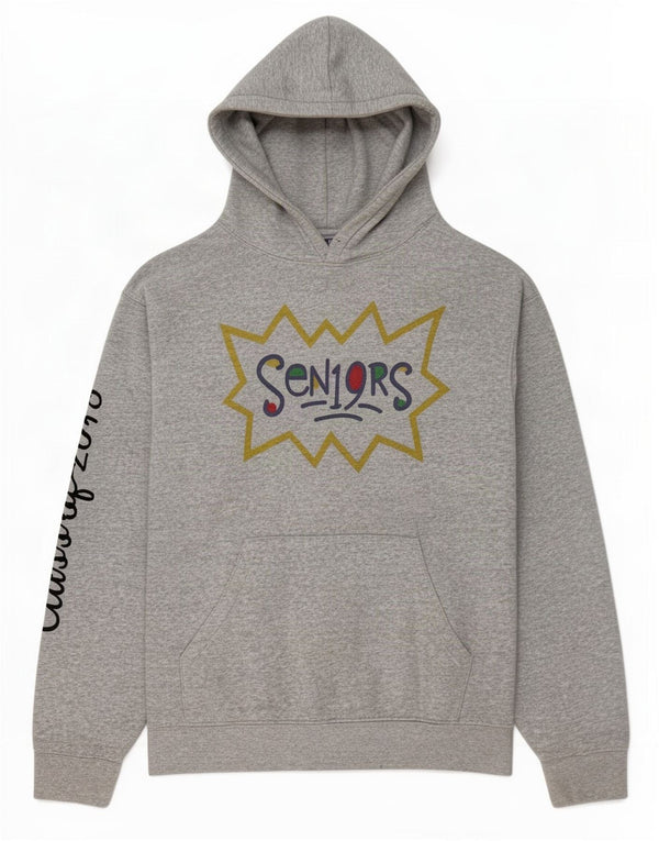Russell Athletic Mens Graphic Hoodie Jumper Large Grey Flecked Cotton