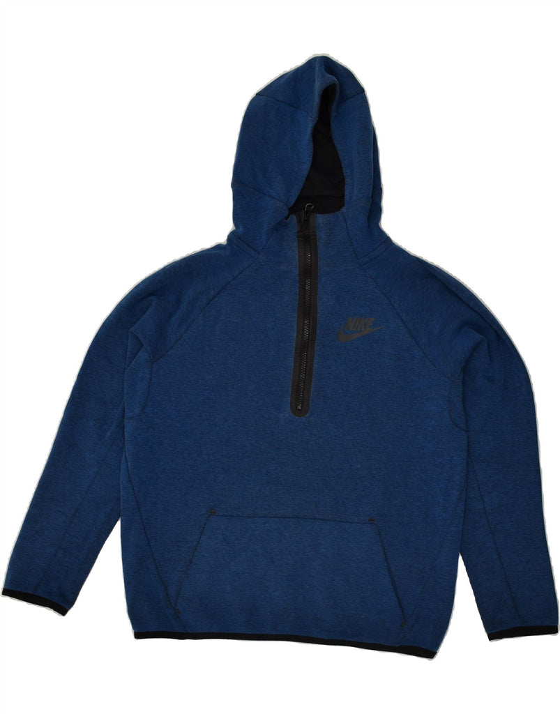 NIKE Boys Zip Neck Hoodie Jumper 13-14 Years XL Navy Blue Cotton | Vintage Nike | Thrift | Second-Hand Nike | Used Clothing | Messina Hembry 