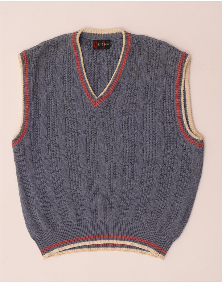 Vintage Mens Vest Tank Top Large Blue Cotton