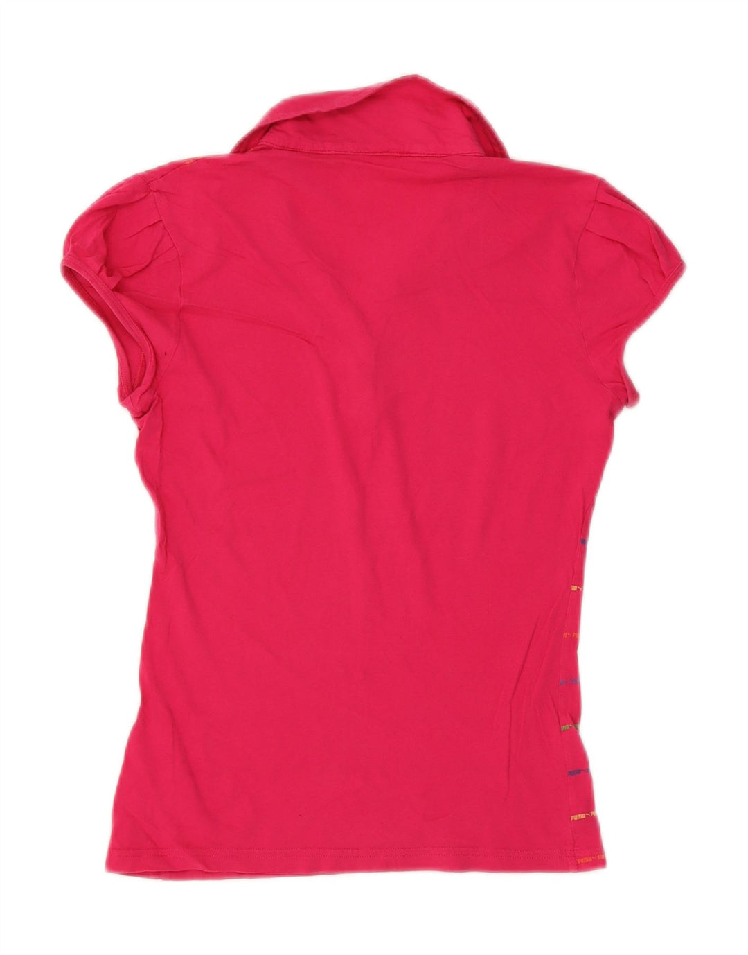 Puma Womens Polo Shirt UK 14 Large Pink Striped