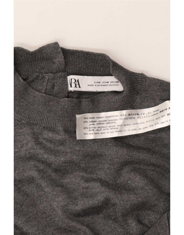 Zara Womens Turtle Neck Jumper Sweater UK 14 Medium Grey Modal