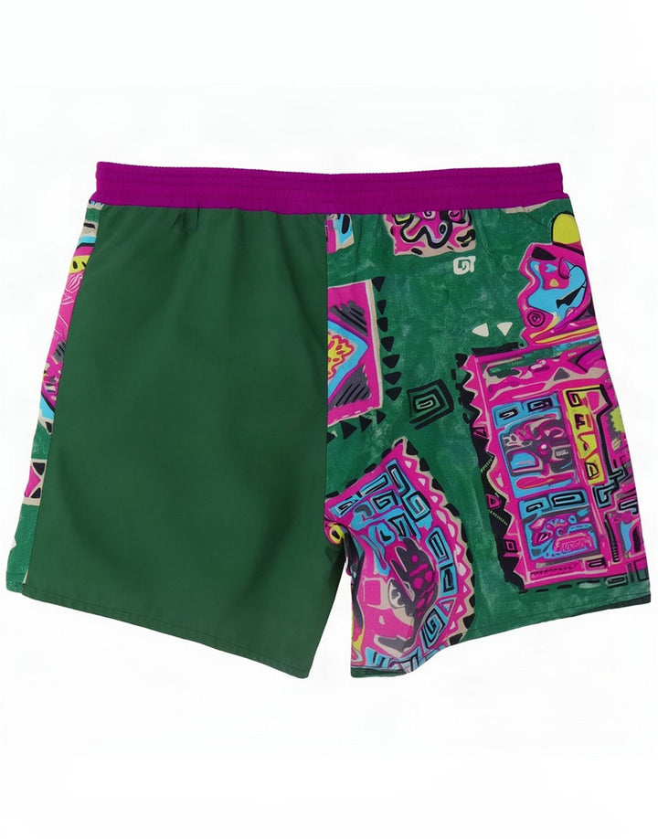 Campagnolo Mens Swimming Shorts IT 52 Large Green Patchwork Polyamide