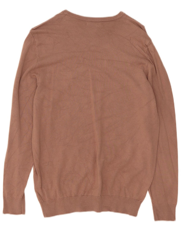 Zara Mens Boat Neck Jumper Sweater Small Beige Viscose