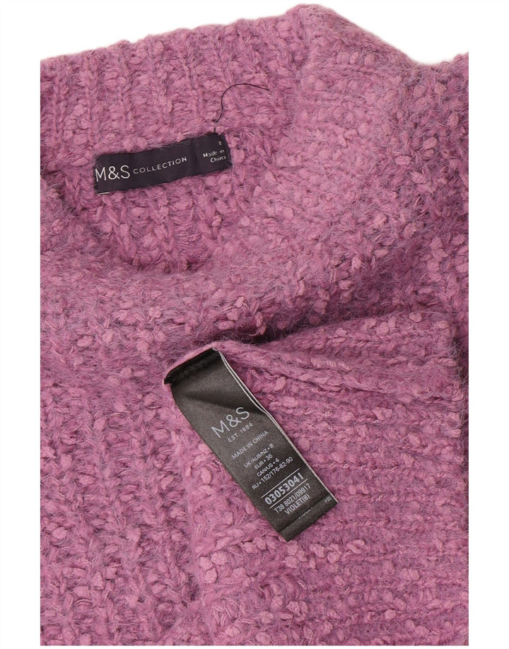 Marks & Spencer Womens Boat Neck Jumper Sweater UK 8 Small Purple Polyester