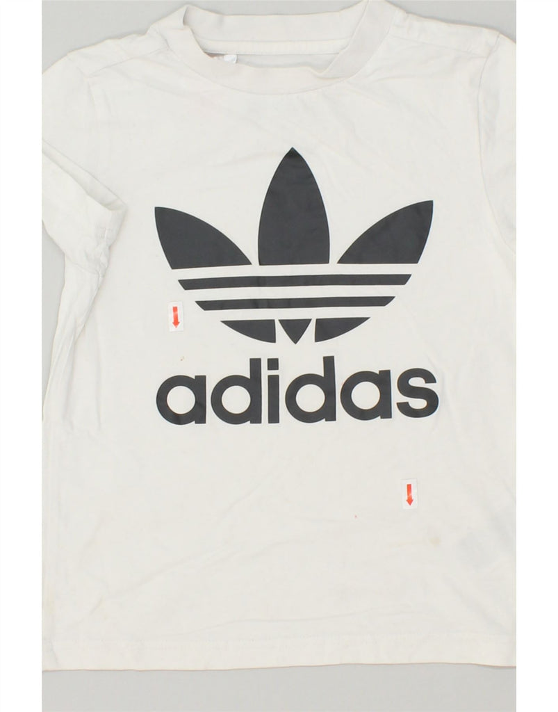 ADIDAS Girls Graphic T-Shirt Top 5-6 Years Medium White Cotton | Vintage Adidas | Thrift | Second-Hand Adidas | Used Clothing | Messina Hembry 