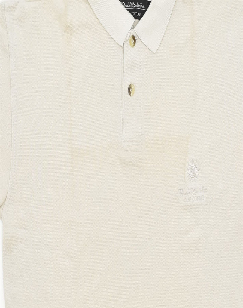 RENATO BALESTRA Mens Polo Shirt Large Beige Cotton | Vintage | Thrift | Second-Hand | Used Clothing | Messina Hembry 