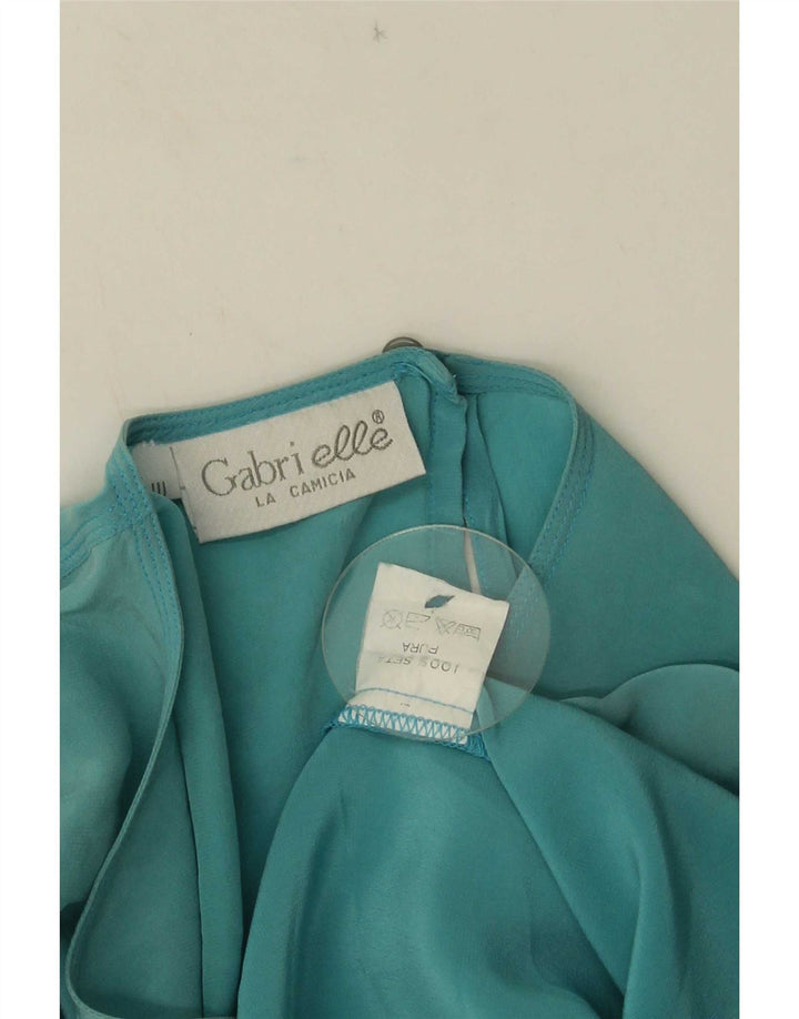 Gabri elle La Camicia Womens Blouse Top UK 16 Large Blue Silk