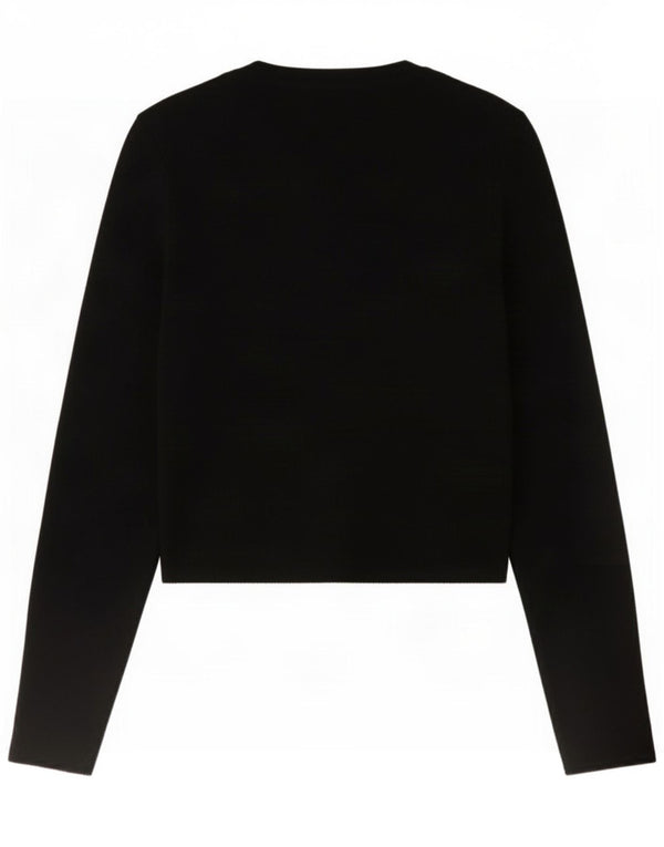 Zara Womens Crop Top Long Sleeve UK 14 Large Black Viscose