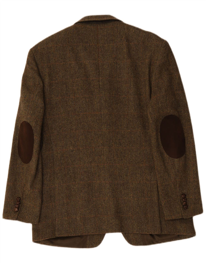 Vintage Mens 3 Button Blazer Jacket IT 52 XL Khaki Herringbone Wool