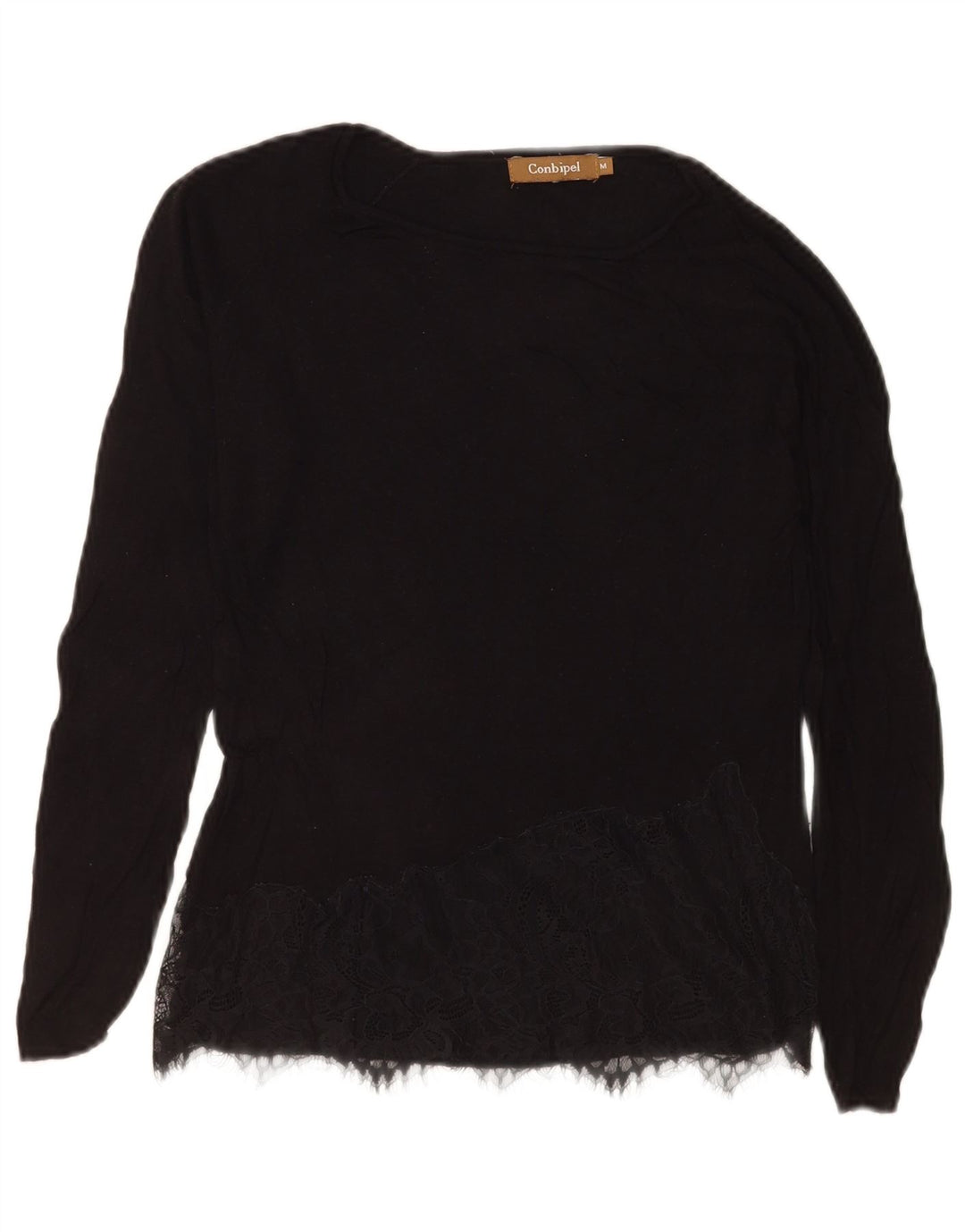Conbipel Womens Top Long Sleeve UK 12 Medium Black Floral