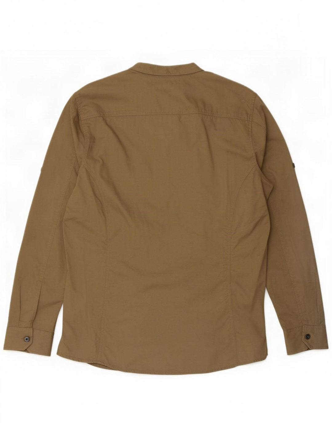 Vintage Mens Military Shirt Large Beige Cotton
