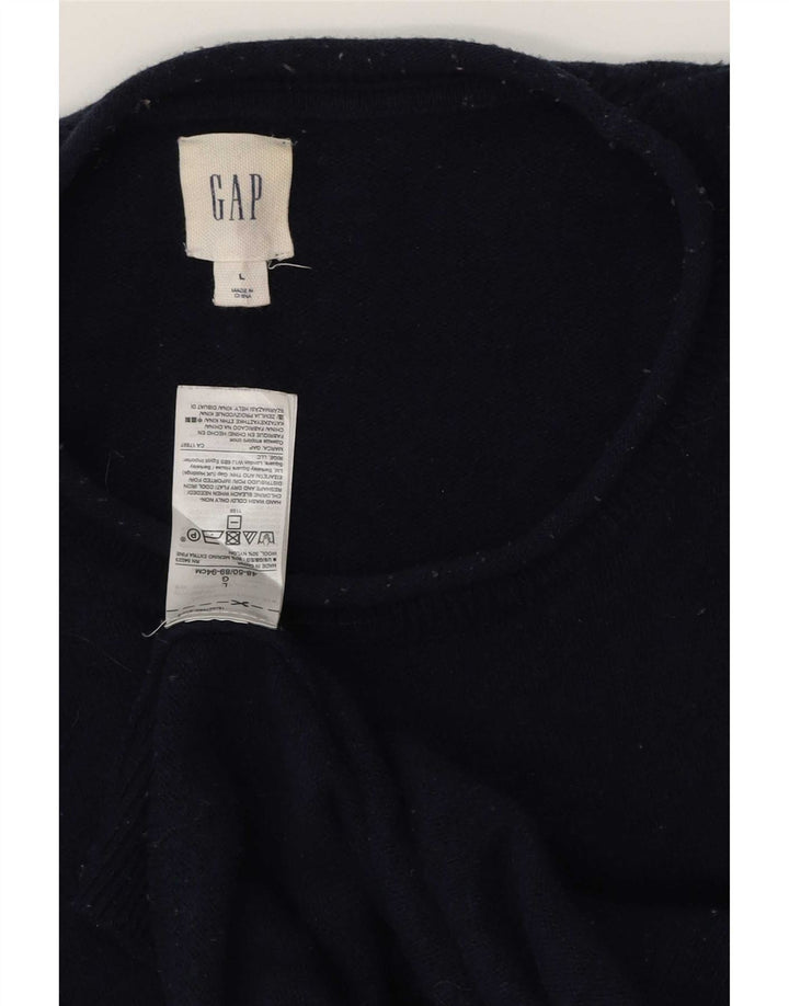 Gap Mens Crew Neck Jumper Sweater Large Navy Blue Merino Wool
