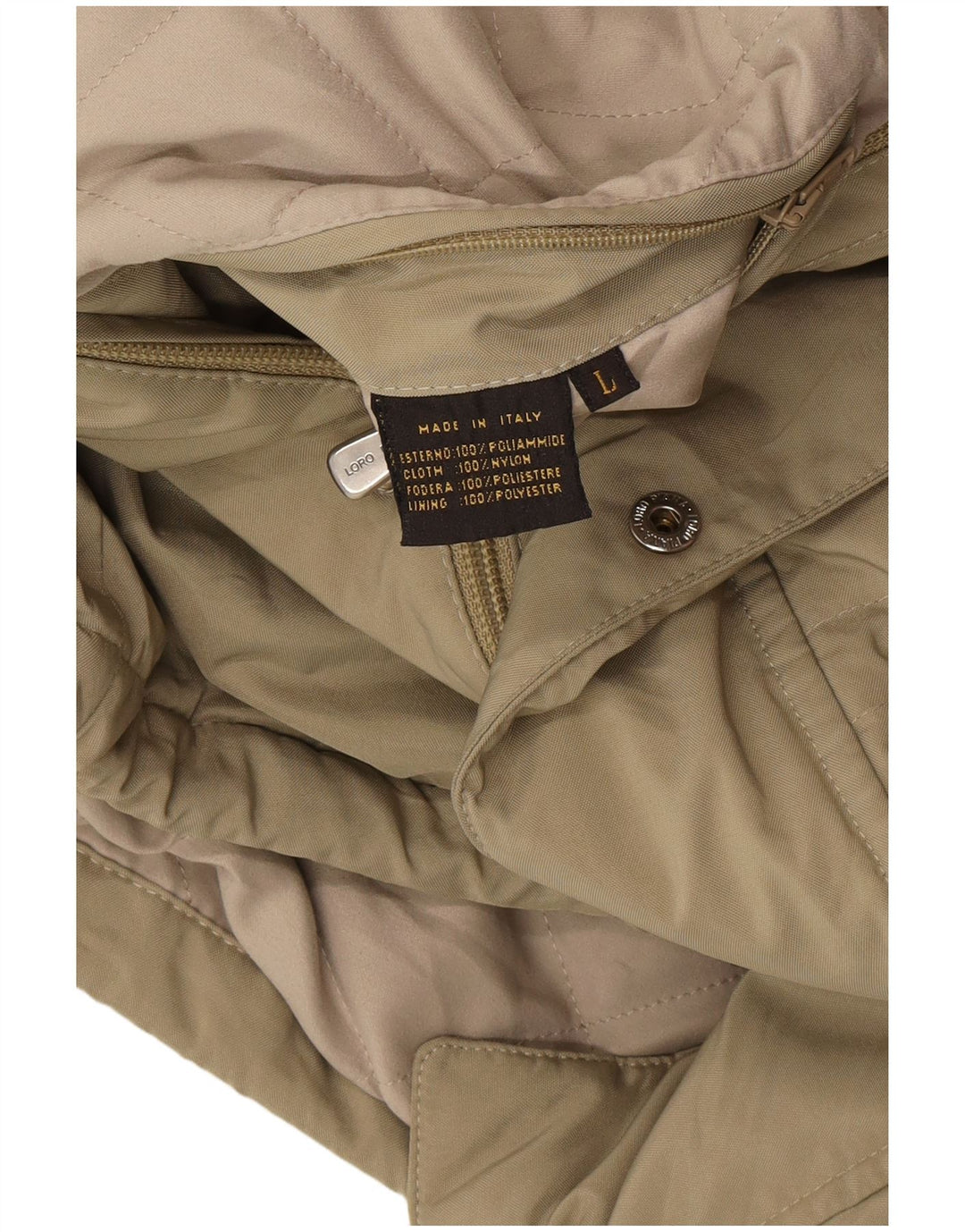 Loro Piana Mens Hooded Windbreaker Jacket UK 40 Large Beige Polyamide