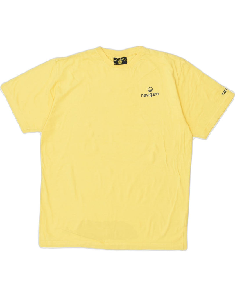 NAVIGARE Mens T-Shirt Top XL Yellow Cotton | Vintage | Thrift | Second-Hand | Used Clothing | Messina Hembry 