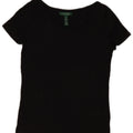 RALPH LAUREN Womens Blouse Top UK 12 Medium Black Cotton