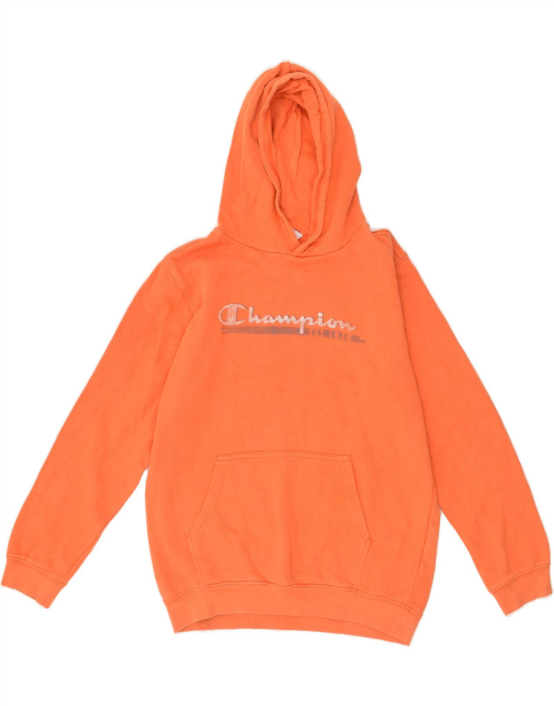 CHAMPION Boys Graphic Hoodie Jumper 13-14 Years XL Orange Cotton | Vintage Champion | Thrift | Second-Hand Champion | Used Clothing | Messina Hembry 