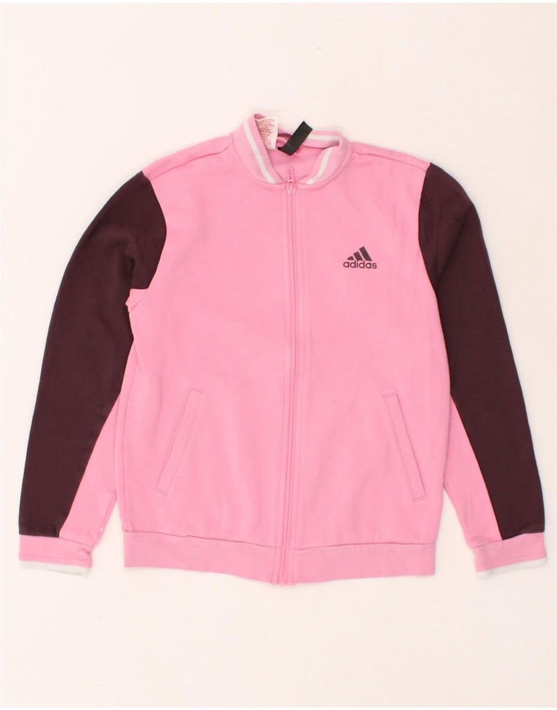 ADIDAS Girls Graphic Tracksuit Top Jacket 11-12 Years Pink Colourblock | Vintage Adidas | Thrift | Second-Hand Adidas | Used Clothing | Messina Hembry 