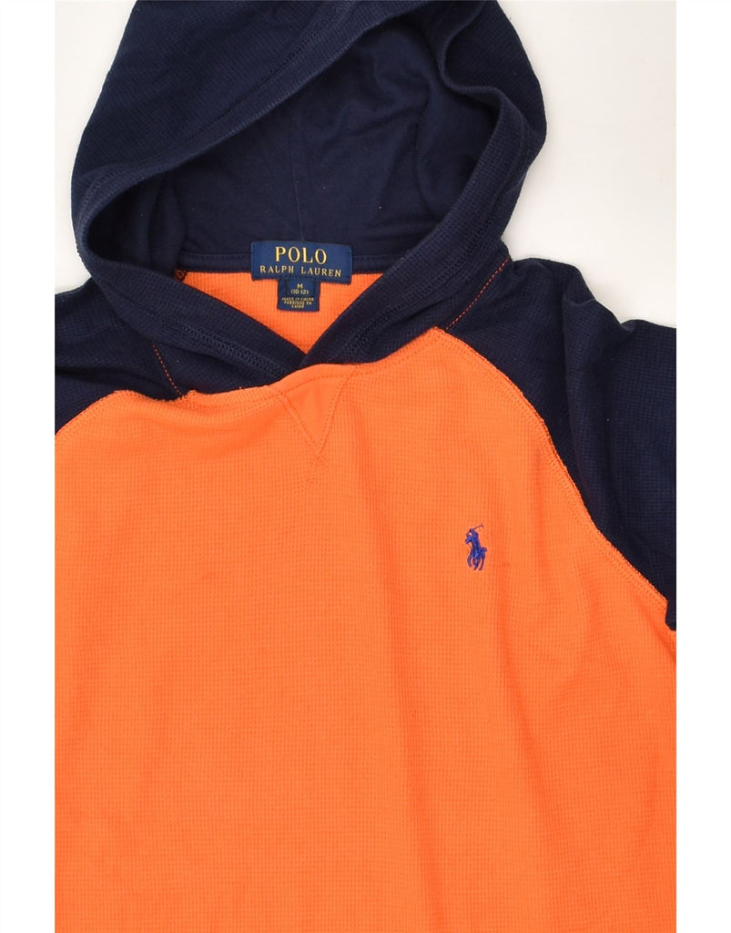 POLO RALPH LAUREN Boys Hoodie Jumper 10-11 Years Medium Orange Colourblock | Vintage Polo Ralph Lauren | Thrift | Second-Hand Polo Ralph Lauren | Used Clothing | Messina Hembry 