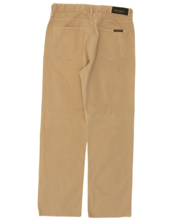 Henry Cottons Mens Straight Casual Trousers W33 L29 Beige