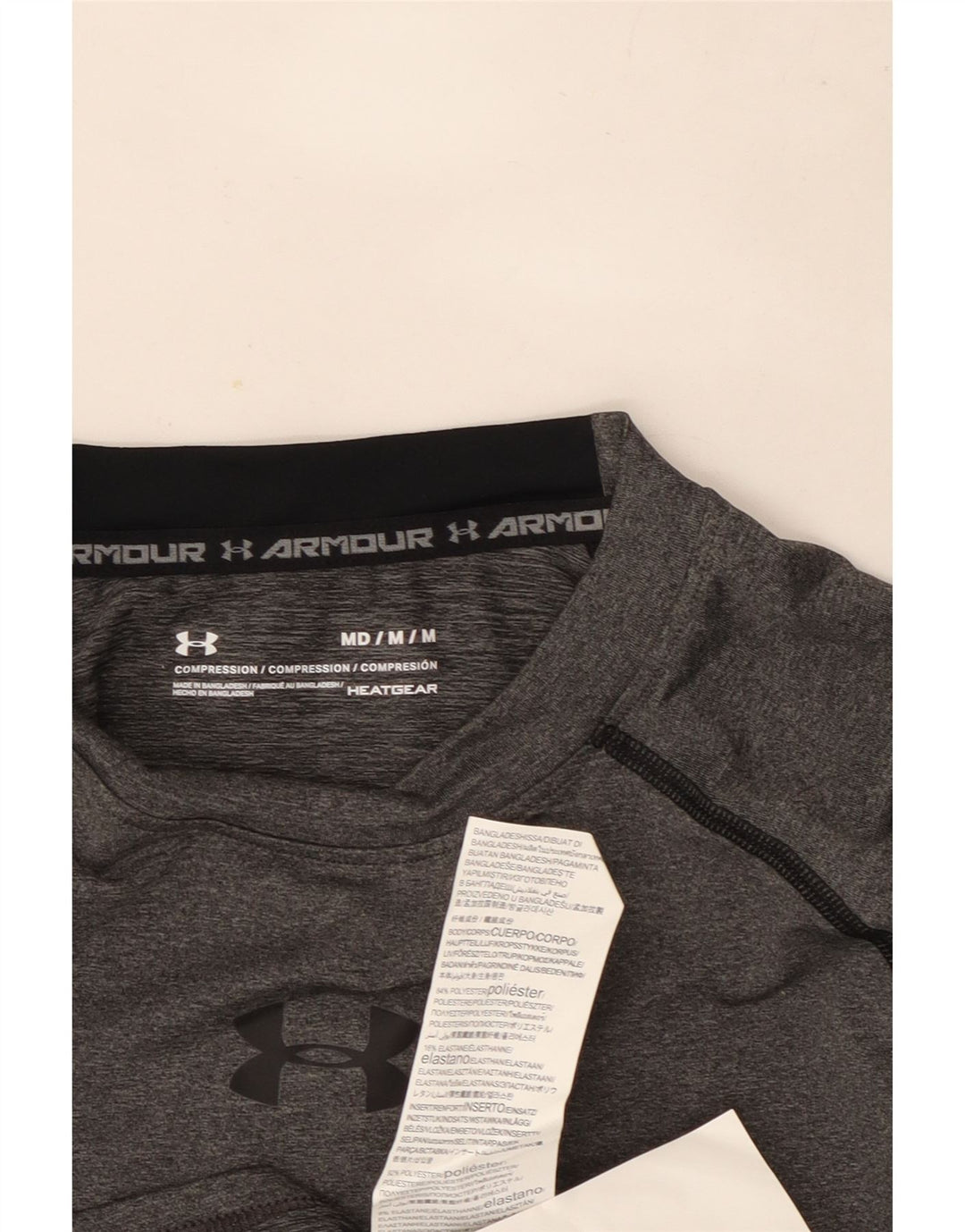 Under Armour Mens Heat Gear Top Long Sleeve Medium Grey Colourblock