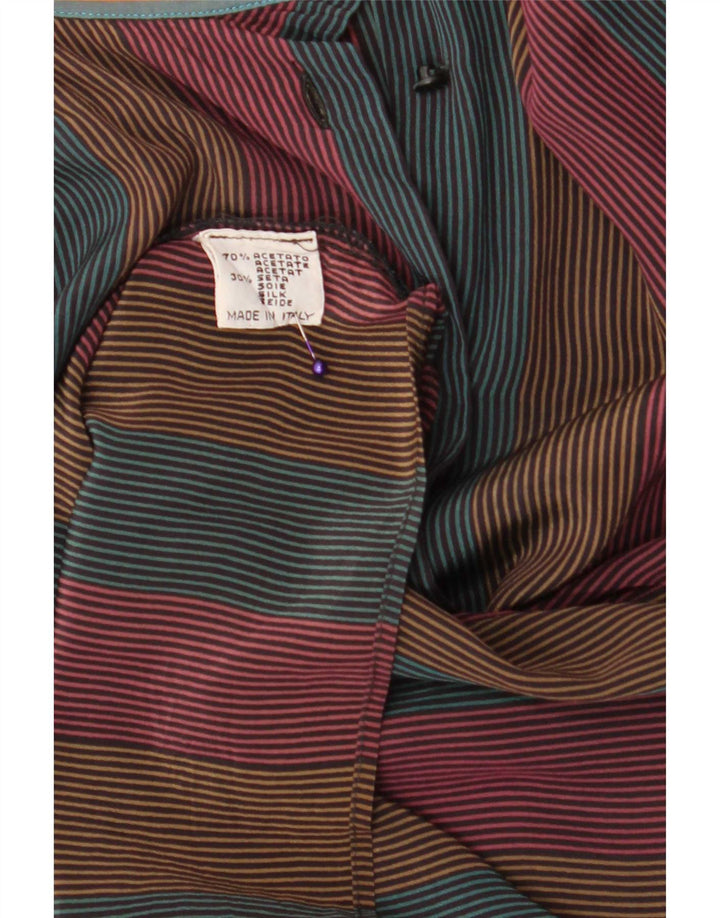 Vintage Womens Shirt Blouse IT 46 Large Multicoloured Striped Acetate