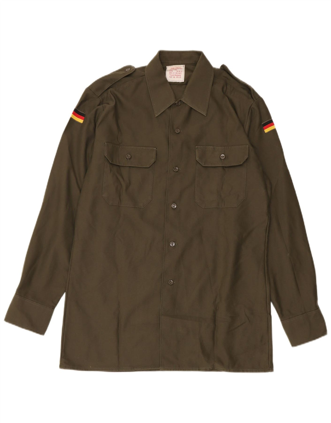 Vintage Mens Germany Military Shirt Size 39/40 Medium Khaki Polyester