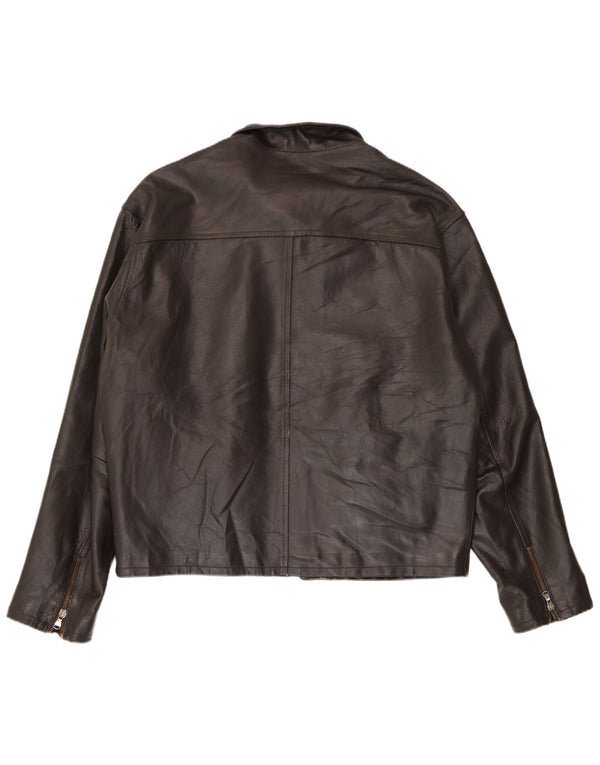 John Roose Mens Leather Jacket UK 42 XL Brown