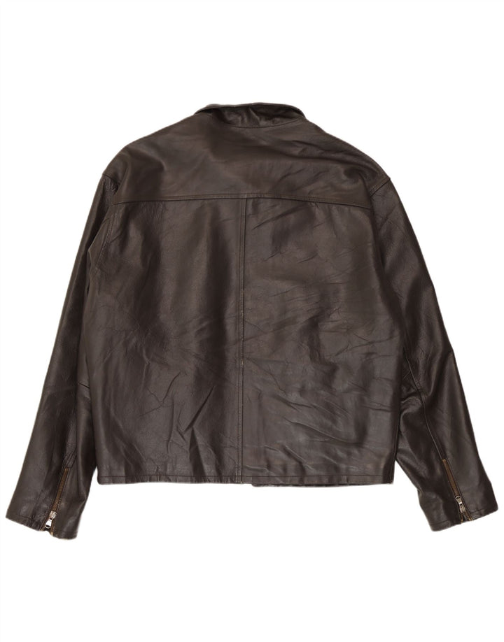 John Roose Mens Leather Jacket UK 42 XL Brown