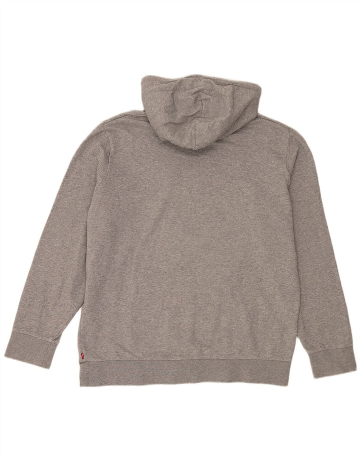 Levi's Mens Graphic Hoodie Jumper Large Grey Cotton