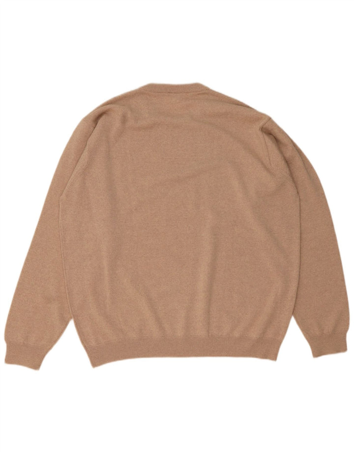Lacoste Mens Crew Neck Jumper Sweater Size 8 3XL Brown Wool