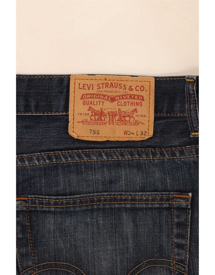 Levi's Mens 758 Bootcut Jeans W34 L30 Blue Cotton