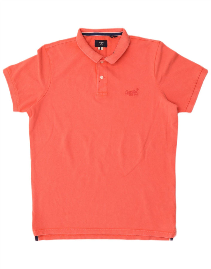 Superdry Mens Polo Shirt XL Orange Cotton