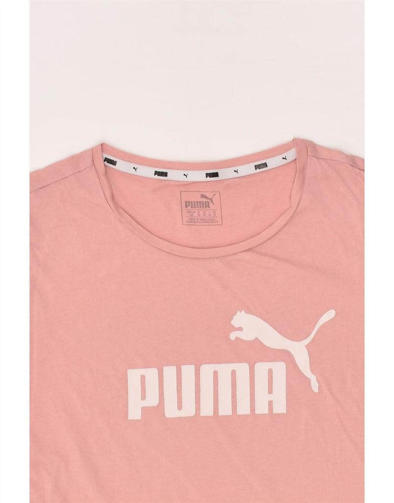 PUMA Womens Graphic T-Shirt Top UK 14 Large Pink Cotton | Vintage Puma | Thrift | Second-Hand Puma | Used Clothing | Messina Hembry 