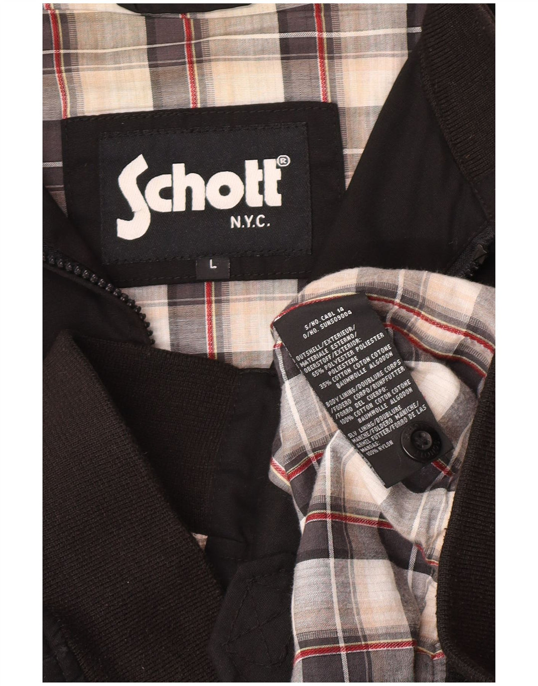 Schott Mens Bomber Jacket UK 40 Large Black Polyester