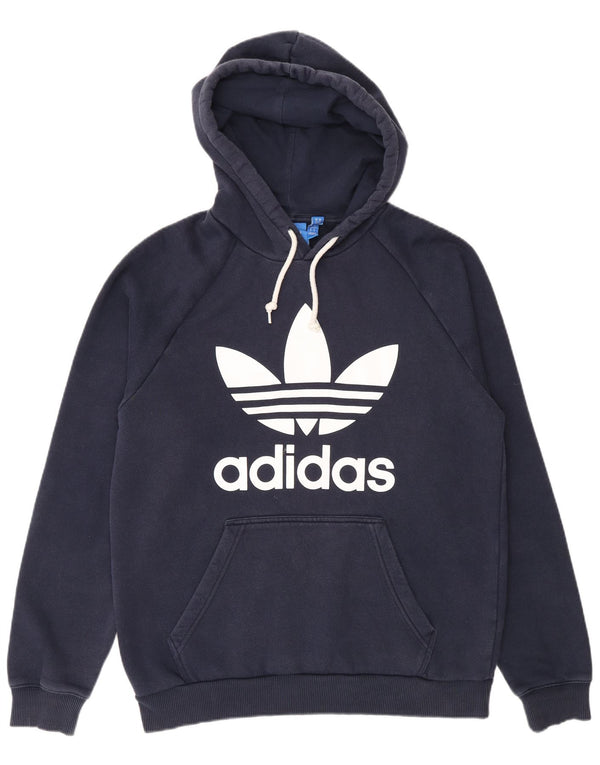 Adidas Mens Graphic Hoodie Jumper Medium Navy Blue Cotton