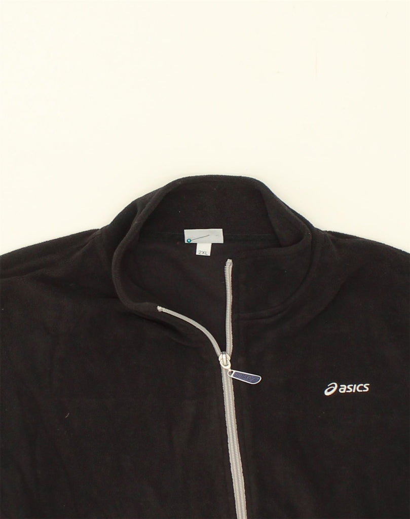 ASICS Womens Fleece Jacket UK 20 2XL Black Polyester | Vintage Asics | Thrift | Second-Hand Asics | Used Clothing | Messina Hembry 