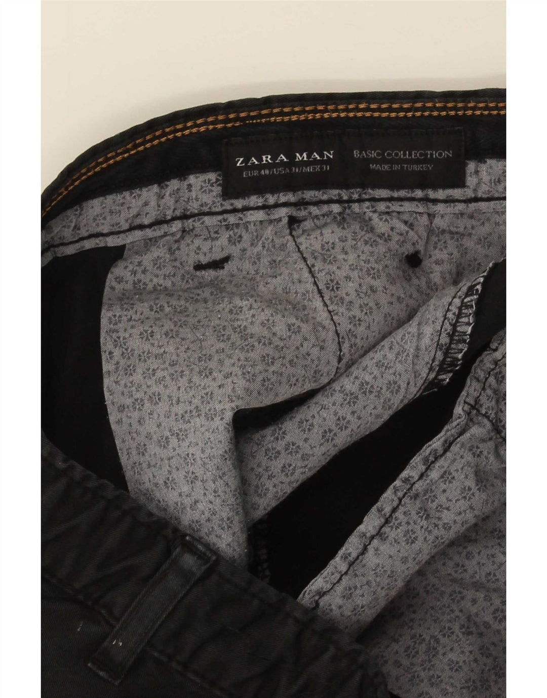 Zara Mens Slim Chino Trousers EU 40 Medium W31 L30 Black