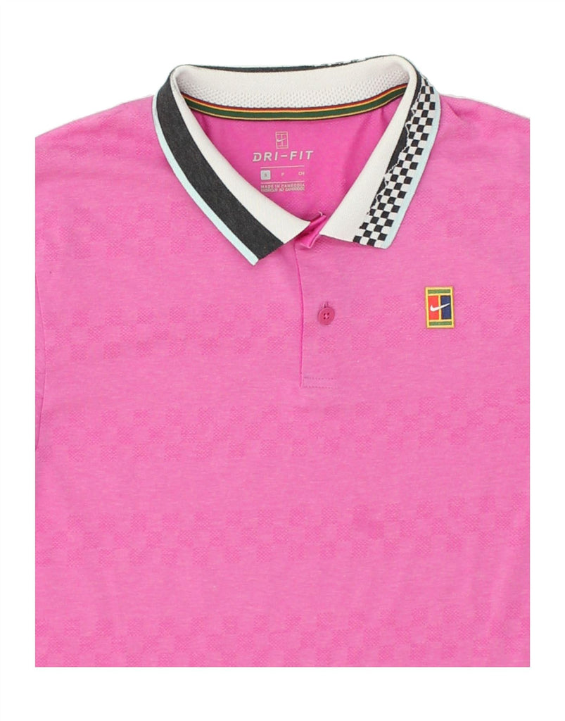 NIKE Mens Dri Fit Polo Shirt Small Pink Polyester | Vintage Nike | Thrift | Second-Hand Nike | Used Clothing | Messina Hembry 