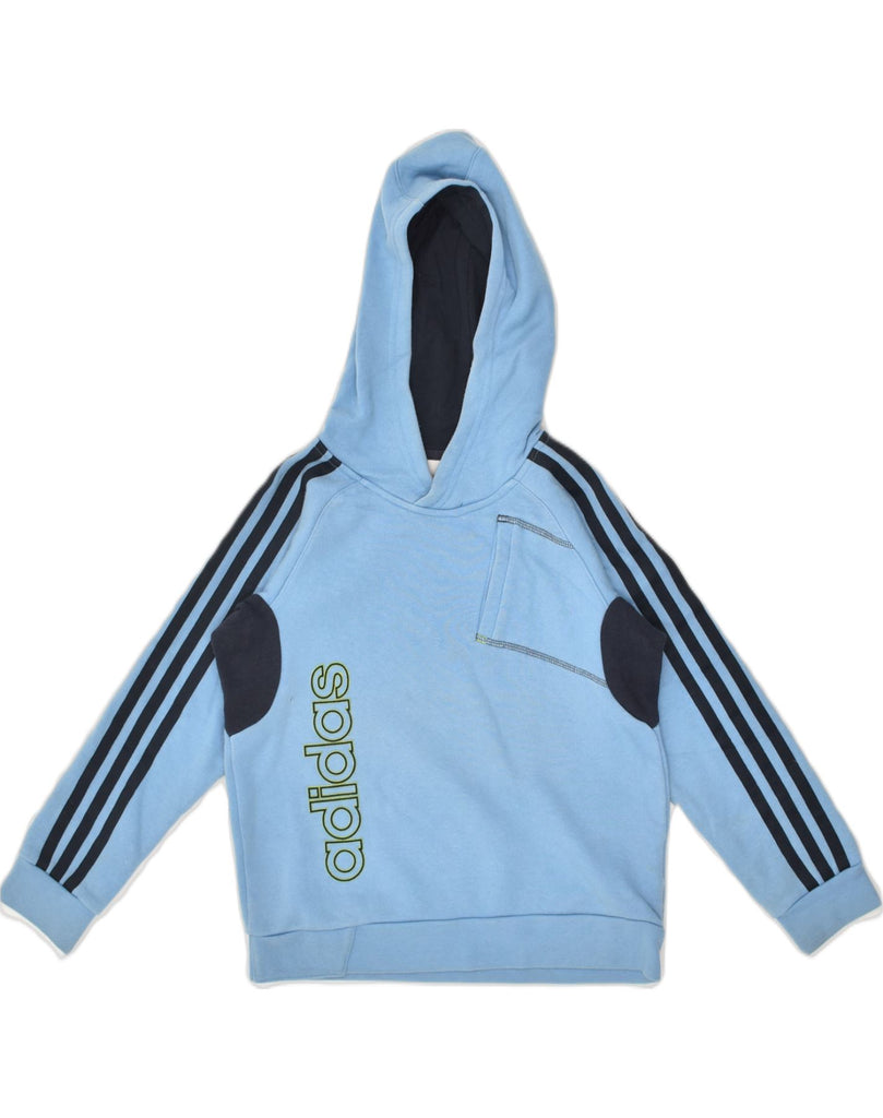 ADIDAS Boys Oversized Graphic Hoodie Jumper 5-6 Years Blue Cotton | Vintage Adidas | Thrift | Second-Hand Adidas | Used Clothing | Messina Hembry 