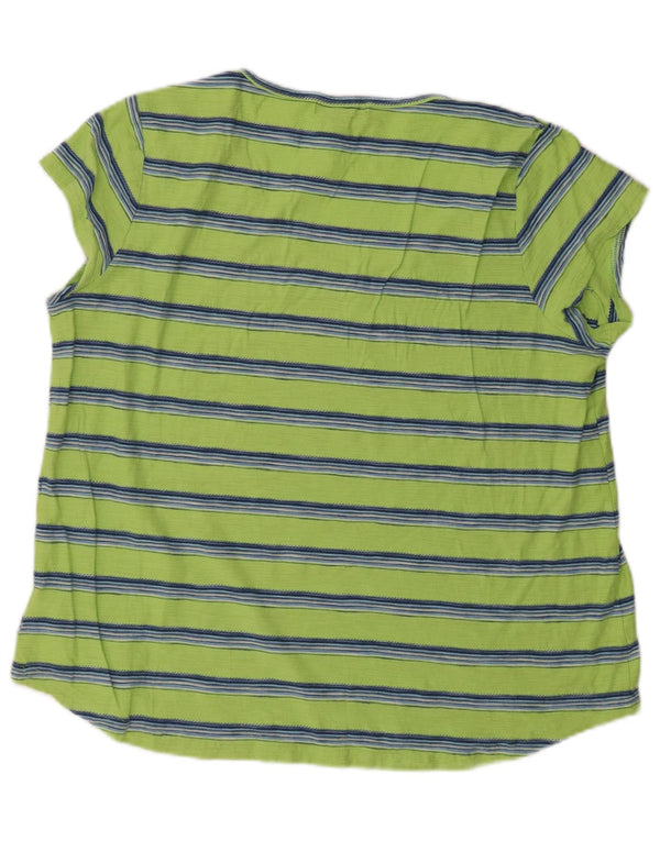 Chaps Womens T-Shirt Top UK 18 XL Green Striped Cotton