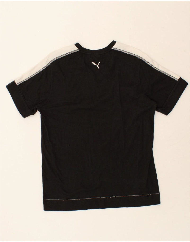 PUMA Mens Graphic T-Shirt Top Large Black Colourblock Cotton Vintage Puma and Second-Hand Puma from Messina Hembry 