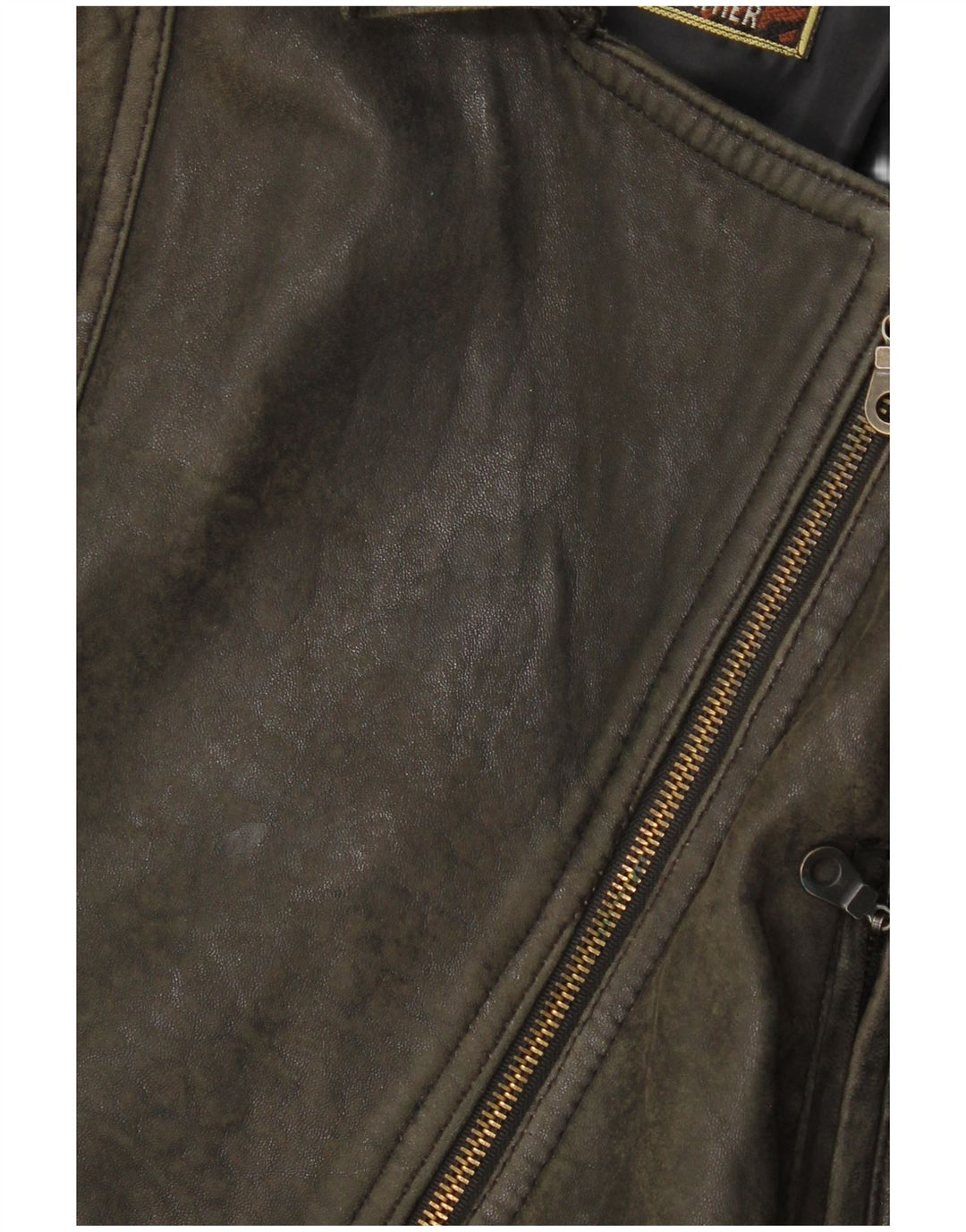 Vintage Womens Leather Oversized Biker Jacket UK 10 Small Brown Leather