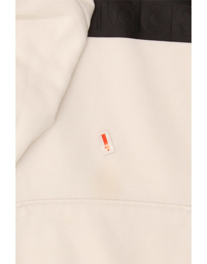 Adidas Womens Graphic Hoodie Jumper UK 8/10 Small White Polyester